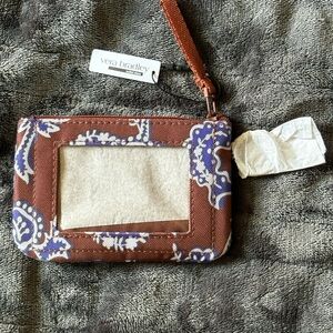 Vera Bradley Blue and Brown Patterned Zip ID Case